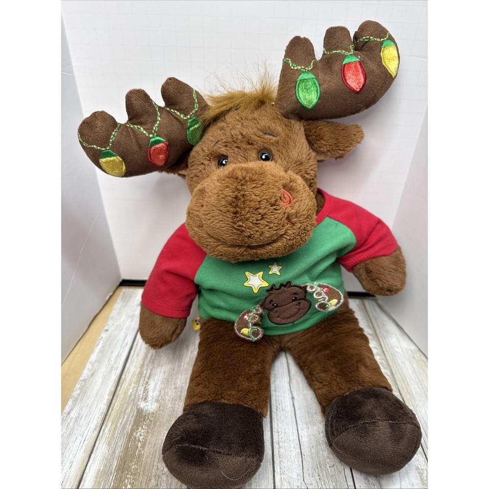 Build A Bear Hal Christmas Moose Plush Tshirt Lights Up Antlers Reindeer Plush
